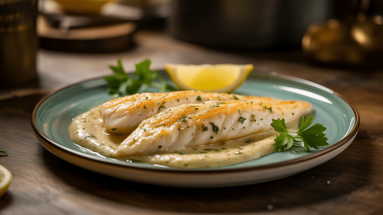 Creamy Garlic Baked Basa