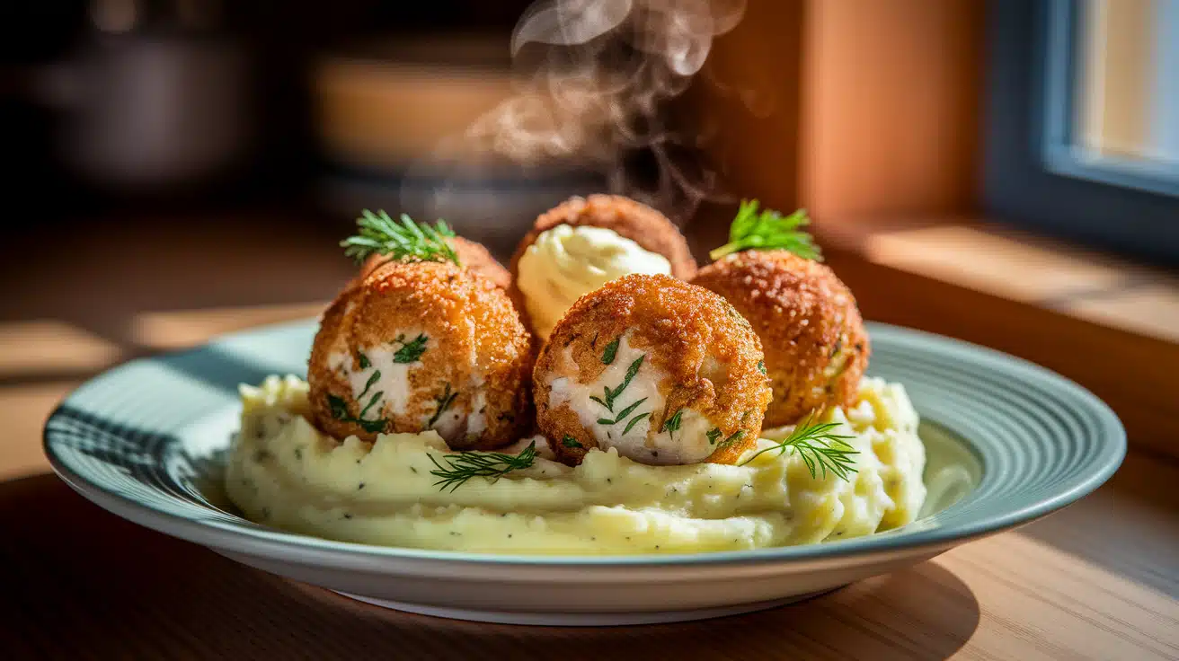 Europe Fish Ball Dishes with Potatoes or Rice