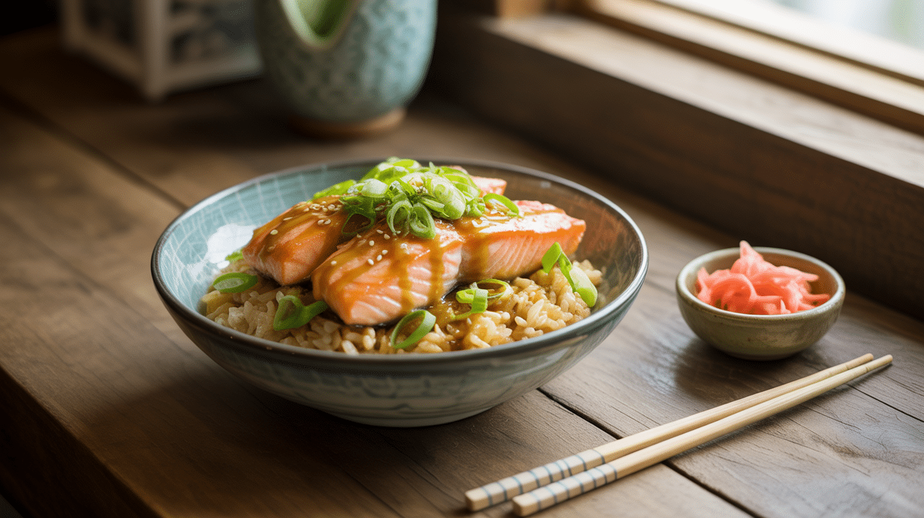 Lemon Ginger Salmon Rice Bowl