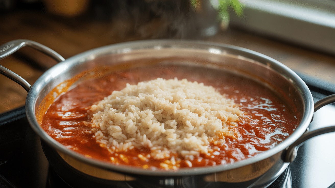 Adding and Cooking the Rice