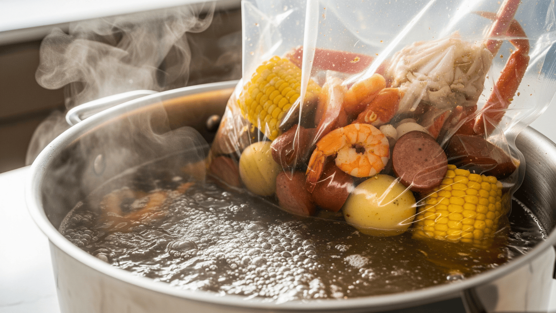 Boiling Water Method (Best for Bagged Seafood)