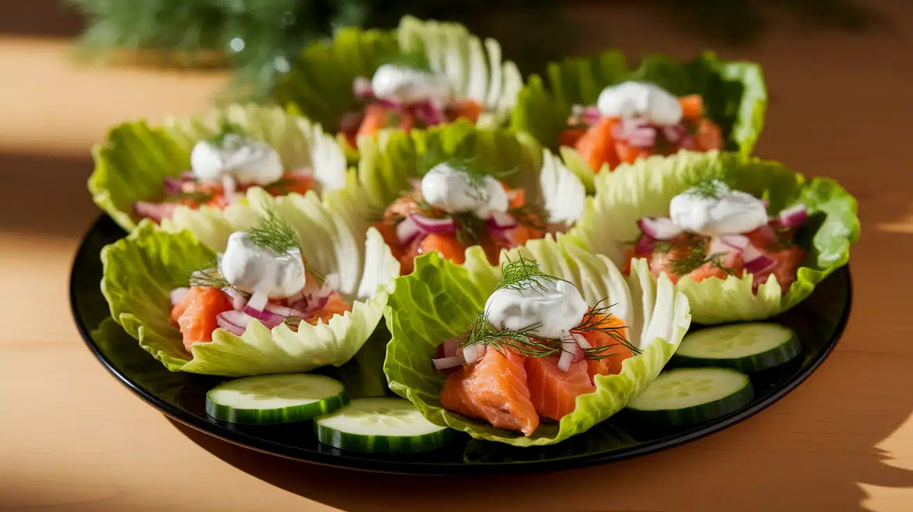 Classic Lemon-Dill Style Salmon Lettuce Wraps