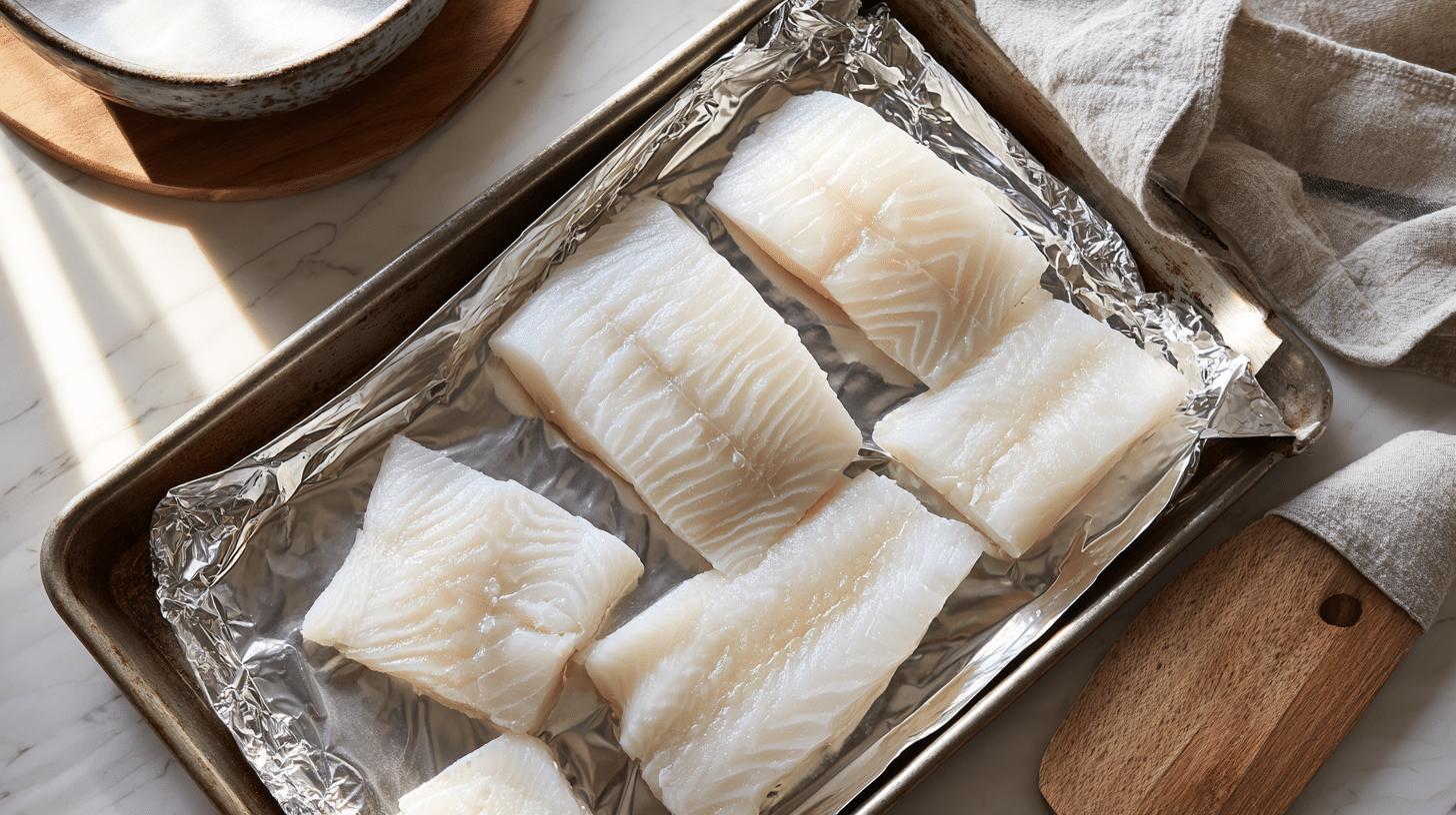 Prepare the Sheet Tray and Cod Fillets