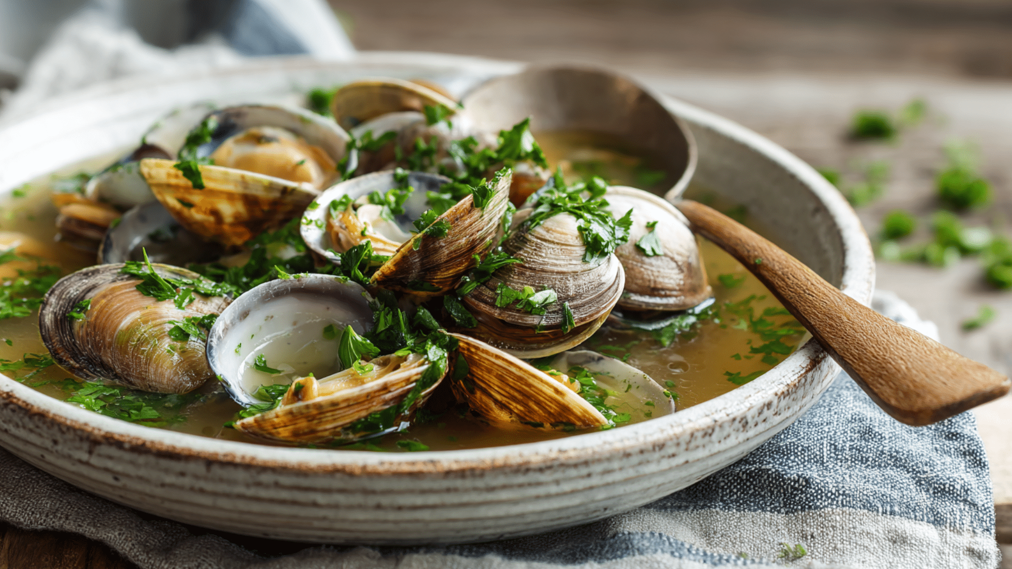 Steamed Cockles in Ginger-Cilantro Broth
