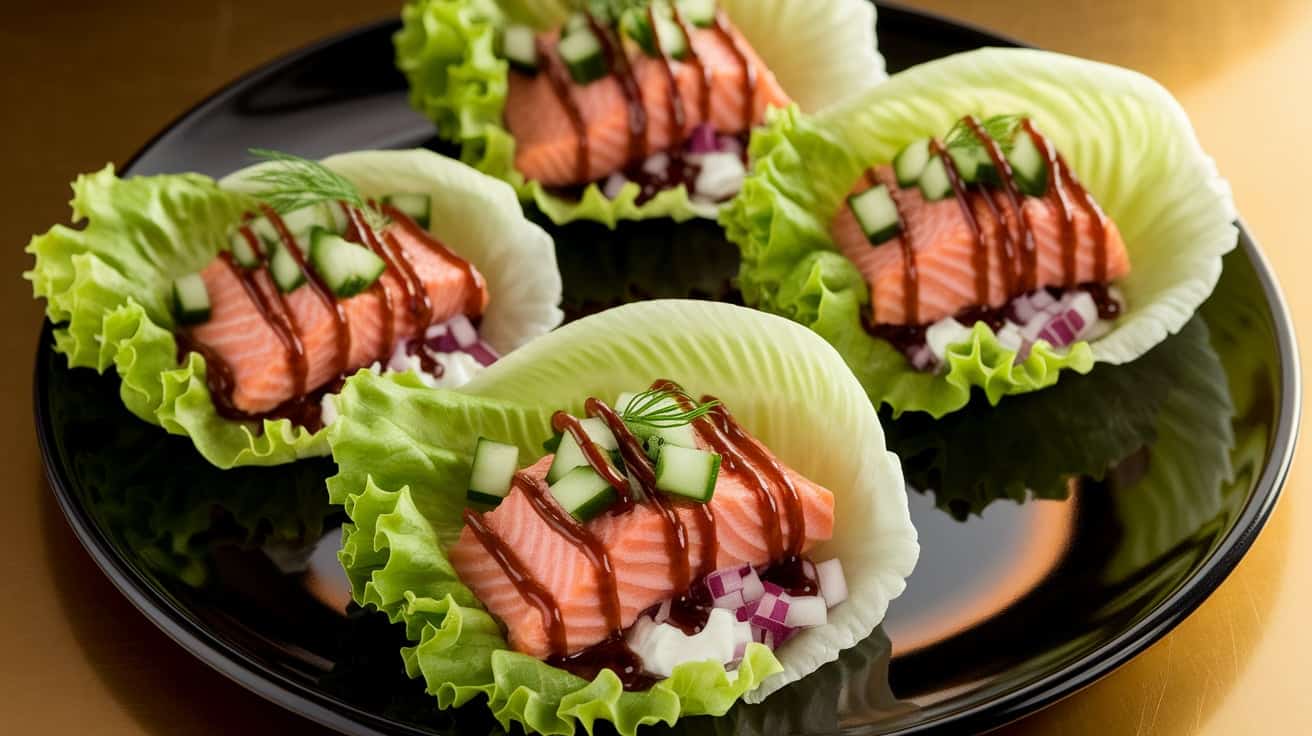 Teriyaki Glazed Style Salmon Lettuce Wraps
