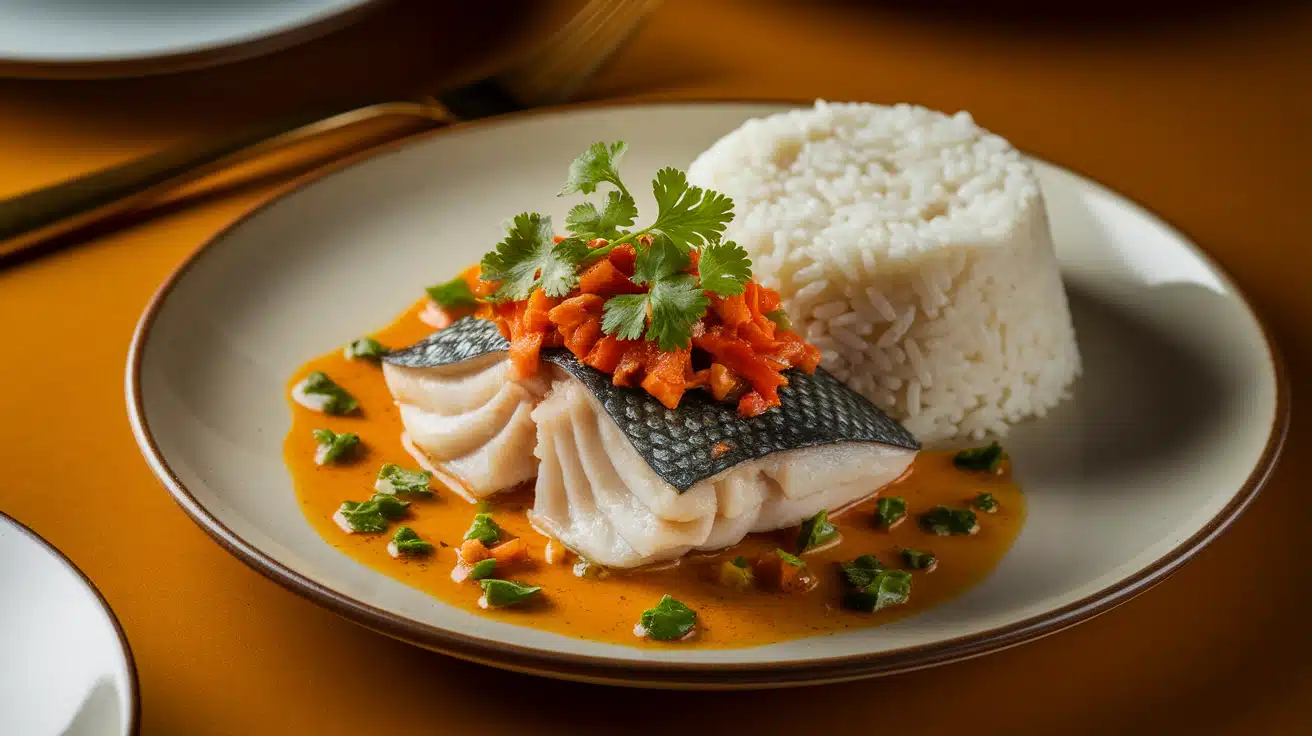 Thai-Style Poached Sea Bass with Chili-Lime Dressing