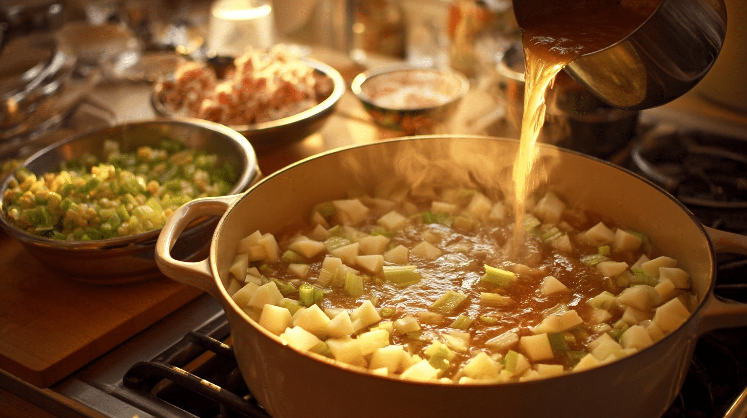 add potatoes and broth